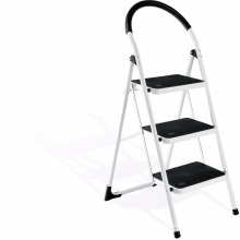 3 step steel round tube step ladder with slip-resistance